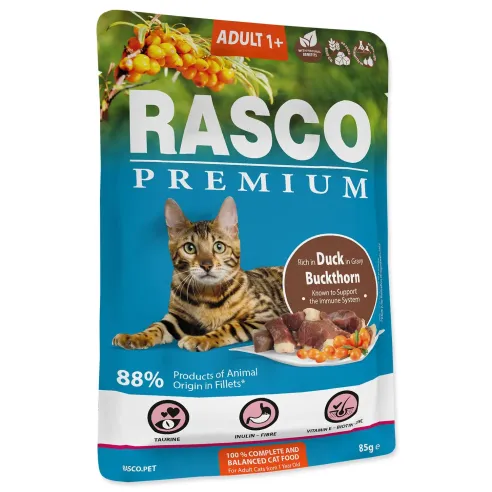 Kapsička Rasco Premium Adult kačka s rakytníkom 85g