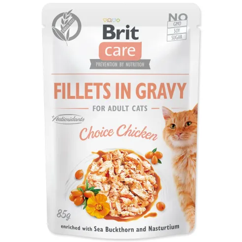 Kapsička Brit Care Cat kura, filety v omáčke 85g