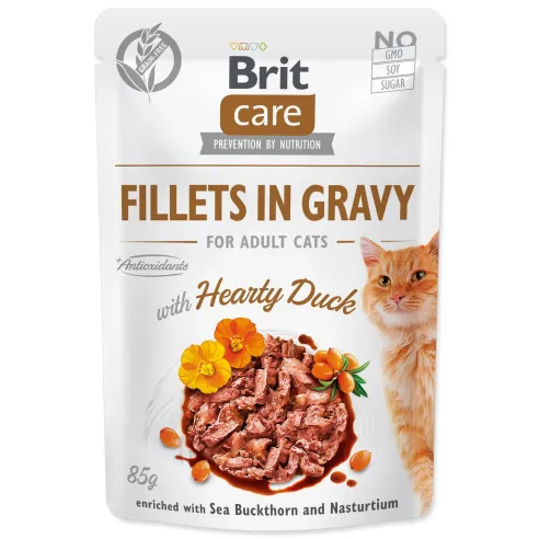 Kapsička Brit Care Cat kačka, filety v omáčke 85g