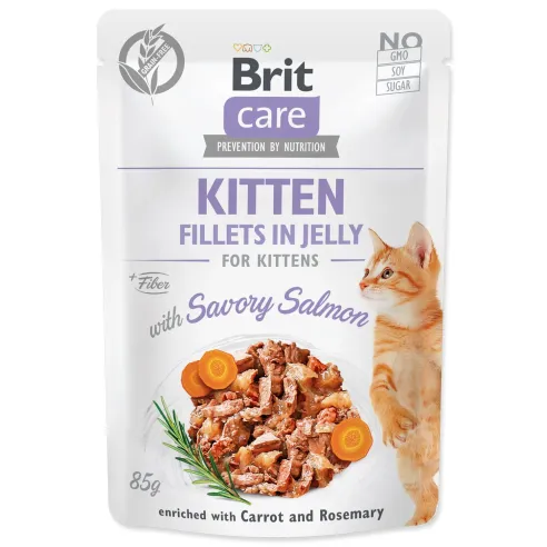 Kapsička Brit Care Cat Kitten losos, filety v želé 85g