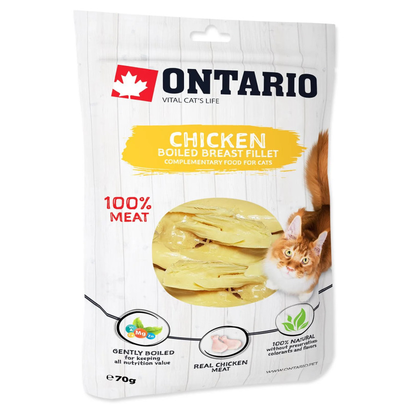 Pochúťka Ontario kura, varené prsné filety 70g Pochúťka Ontario kura, varené prsné filety 70g
