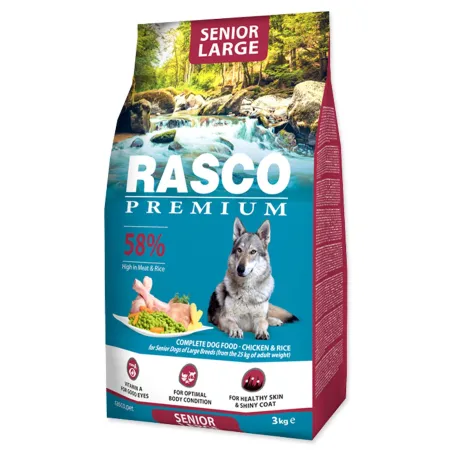 Krmivo Rasco Premium Senior Large kura s ryžou 3kg