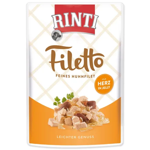 Kapsička Rinti Filetto Adult kuracie a kuracie srdce v želé 100g