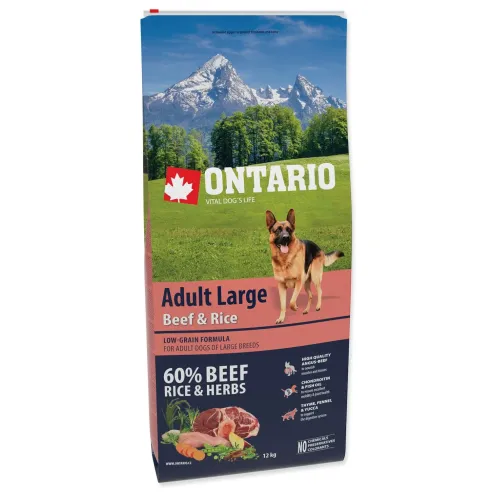 Krmivo Ontario Adult Large Beef & Rice 12kg