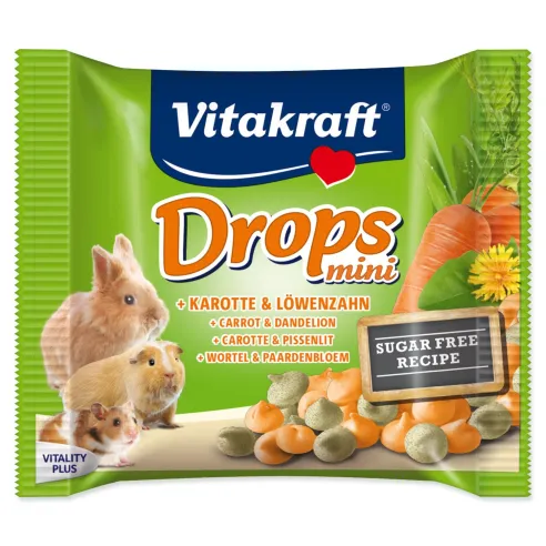 Pochúťka Vitakraft Happy králik, s mrkvou, dropsy 40g