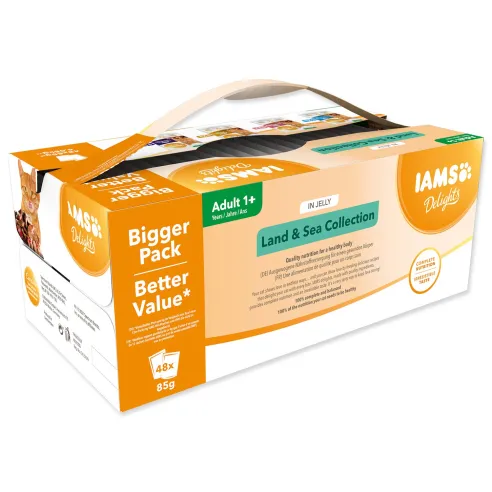 Kapsička IAMS Delights Adult morské a suchozemské mäso v želé multipack 4080g (48x85g)