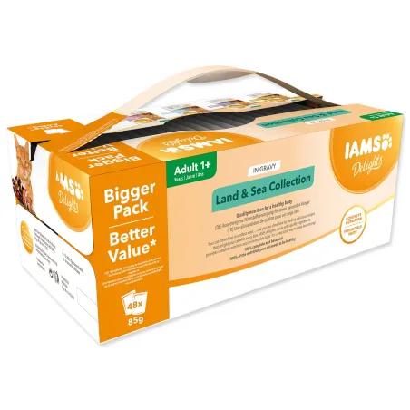 Kapsička IAMS Delights Adult morské a suchozemské mäso v omáčke multipack 4080g (48x85gr)