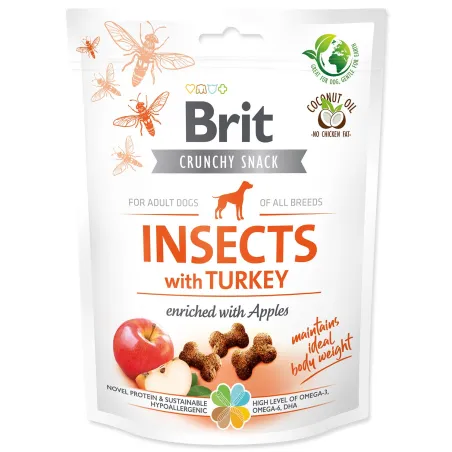 Pochúťka Brit Care Dog Crunchy Cracker Insocts, morka s jablkami 200g