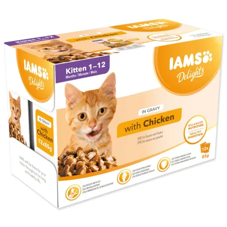 IAMS Delights Kitten kura v omáčke multipack 12 x 85 g