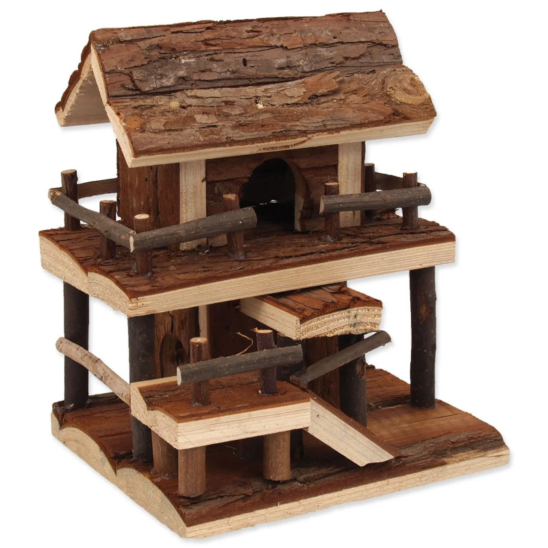 Domček Small Animals drevený jednoposchodový s kôrou 17x15x20cm Domček Small Animals drevený jednoposchodový s kôrou 17x15x20cm