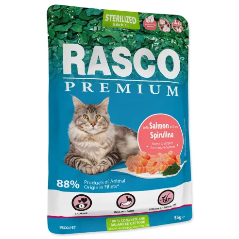 Kapsička Rasco Premium Sterilized losos so spirulínou 85g