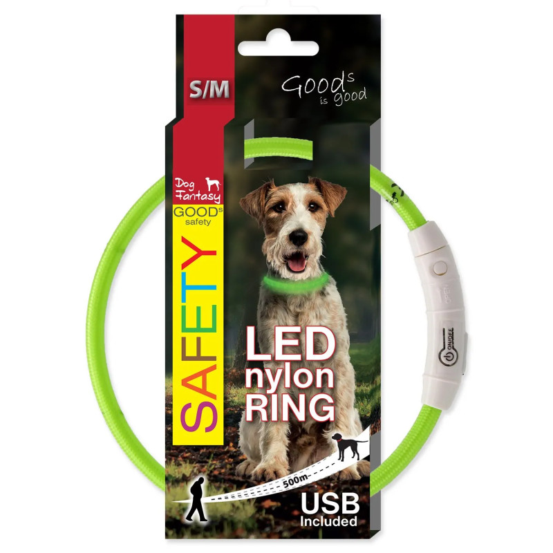 Obojok Dog Fantasy LED nylon zelený 45cm Obojok Dog Fantasy LED nylon zelený 45cm