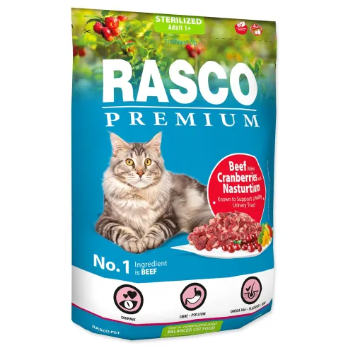 Krmivo Rasco Premium Sterilized hovädzie s brusnicou a kapucínkou 0,4kg