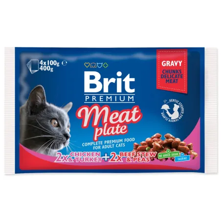 Kapsička Brit Premium Cat Meat plate mix v omáčke Multi 400g (4x100g)