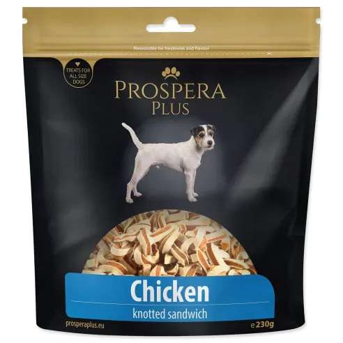 Pochúťka Prospera Plus kurací sandwich, uzlíky 230g