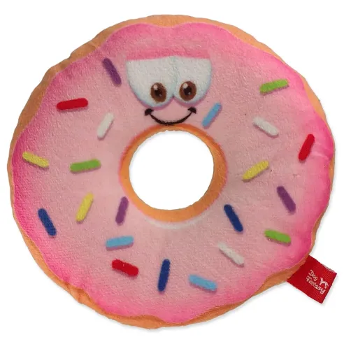 Hračka Dog Fantasy donut s tvárou ružový 12cm