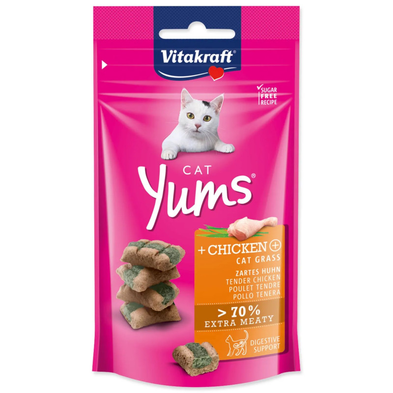 Pochúťka Vitakraft Cat Yums kura, s mačacou trávou 40g Pochúťka Vitakraft Cat Yums kura, s mačacou trávou 40g
