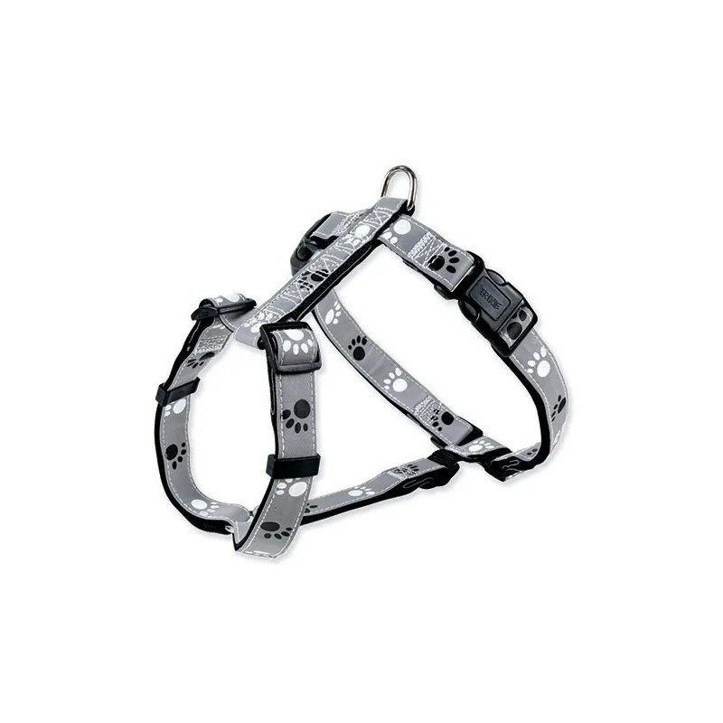 Postroj Trixie reflexný s packami čierno-šedý S-M 40-65cmx20mm