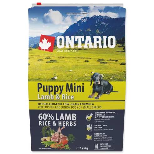 Krmivo Ontario Puppy Mini Lamb & Rice 2,25kg