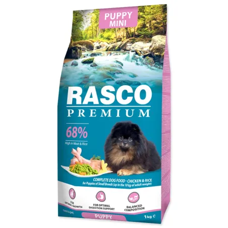 Krmivo Rasco Premium Puppy Mini kura s ryžou 1kg