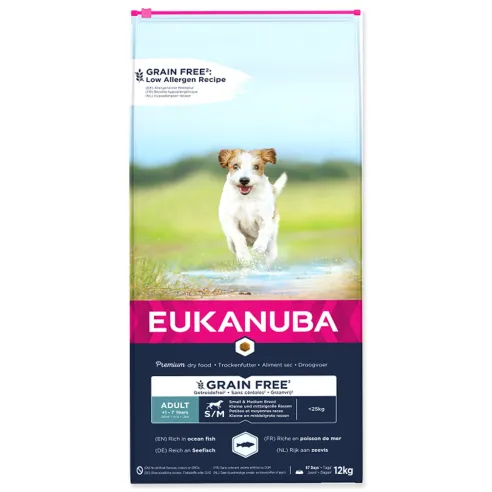 Krmivo EUKANUBA Adult Small & Medium Grain Free Ocean Fish 12kg