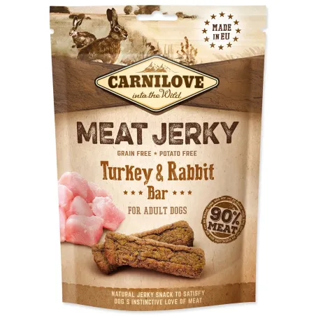 Pochúťka Carnilove Jerky králik a morka, tyčinky 100g