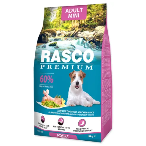 Krmivo Rasco Premium Adult Mini kura s ryžou 3kg