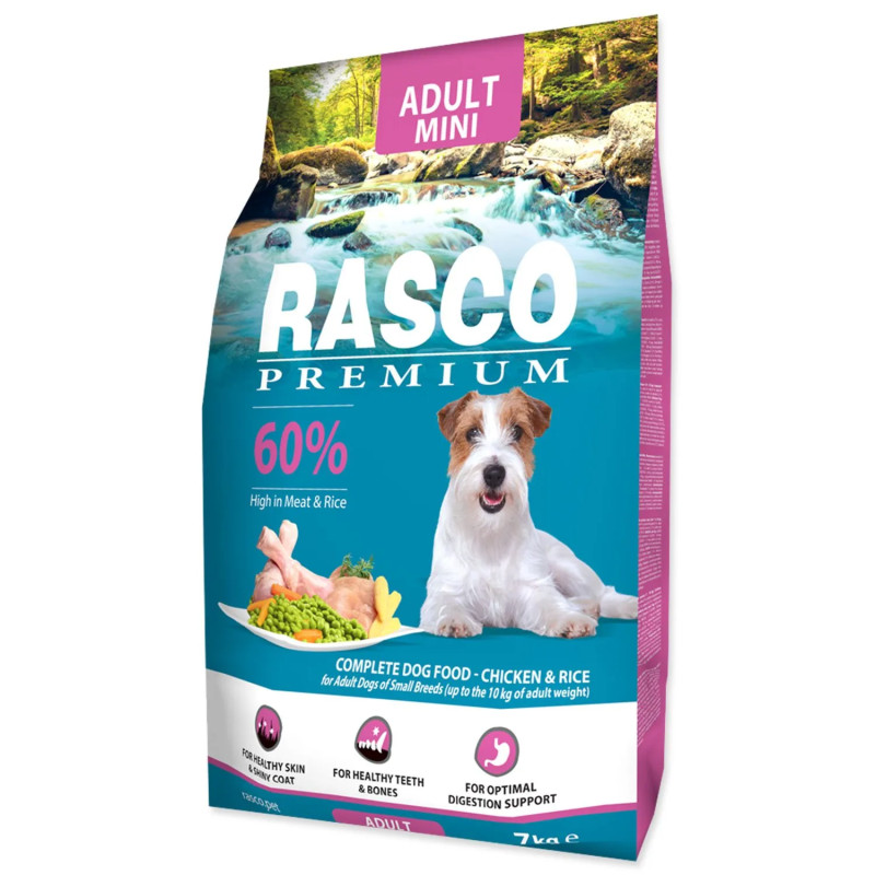 Krmivo Rasco Premium Adult mini kura s ryžou 7kg