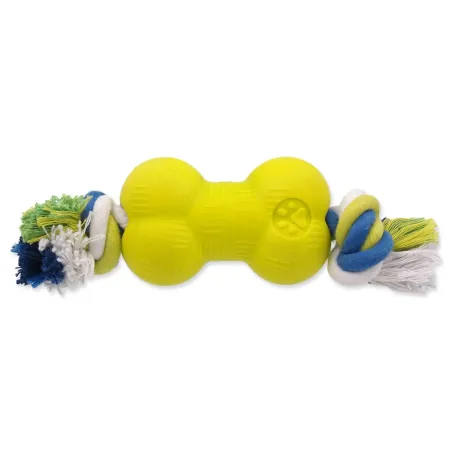 Hračka Dog Fantasy STRONG FOAMED kosť guma s povrazom 8,8 cm