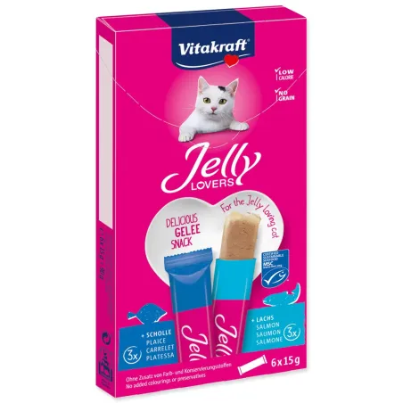 Pochúťka Vitakraft Jelly Lovers losos a treska 6x15g