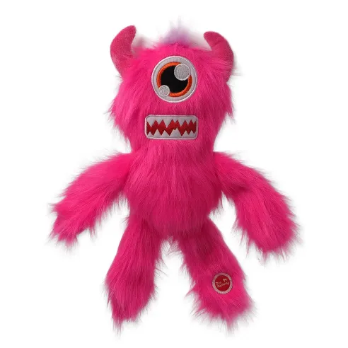 Hračka Dog Fantasy Monsters strašidlo pískacie jednooké chlpaté ružové 35cm