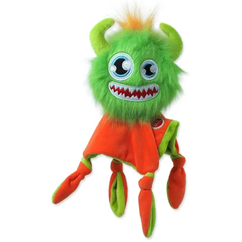 Hračka Dog Fantasy Monsters strašidlo pískacie chlpaté zelené s dečkou 28cm