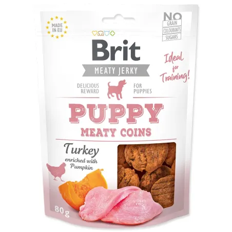 Pochúťka Brit Jerky Puppy Meaty morka, kolieska 80g