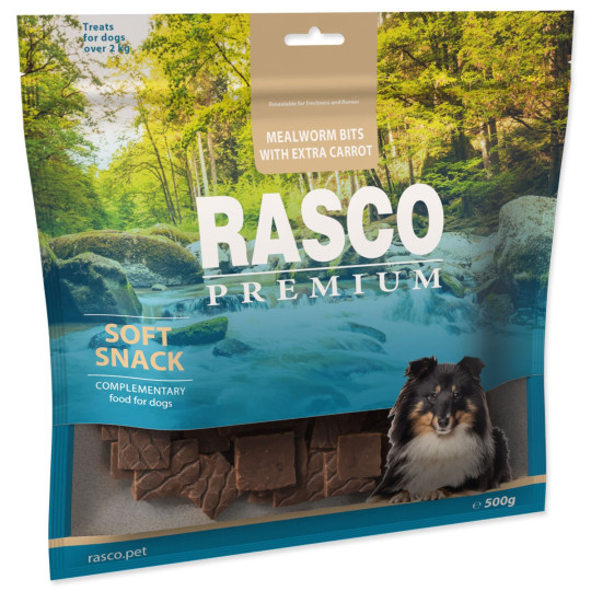 Pochúťka Rasco Premium múčne červy s extra mrkvou 500g