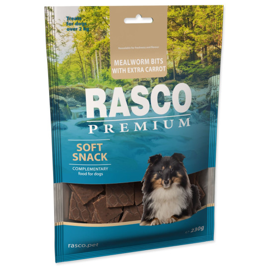 Pochúťka Rasco Premium múčne červy s extra mrkvou 230g