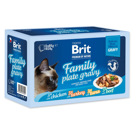 Kapsička Brit Premium by Nature filety v omáčke Family Plate 12x 85g 
