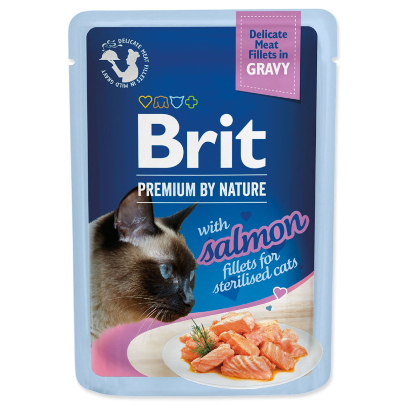 Kapsička Brit Premium by Nature Sterilised losos filety v omáčke 85g Kapsička Brit Premium by Nature Sterilised losos filety v omáčke 85g