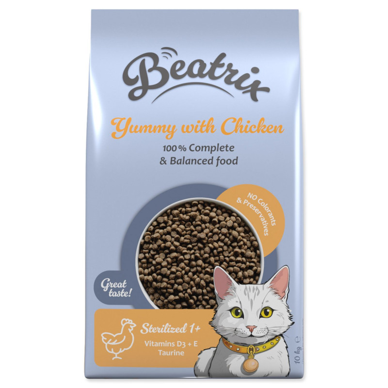 Krmivo Beatrix Sterilised s kuracím mäsom 10kg Krmivo Beatrix Sterilised s kuracím mäsom 10kg