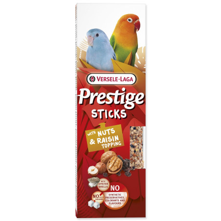 Tyčinky Versele-Laga Prestige malý papagáj s orechami a hrozienkovou polevou 60g 2ks