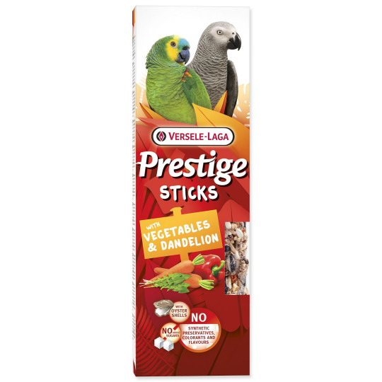 Tyčinky Versele-Laga Prestige Sticks papagáj so zeleninou a púpavou 140g 2ks 