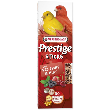 Tyčinky Versele-Laga Prestige Sticks kanárik s červeným ovocím a mätou 60g 2ks 