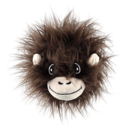 Hračka Dog Fantasy Jungle hlava opičia pískacia tmavo hnedá 12cm 