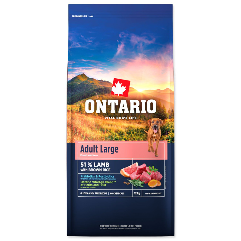 Krmivo Ontario Adult Large Lamb & Brown Rice 12kg Krmivo Ontario Adult Large Lamb & Brown Rice 12kg