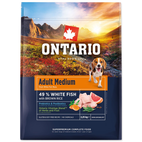Krmivo Ontario Adult Medium Fish & Brown Rice 2,25kg