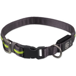 Obojok Dog Fantasy USB LED nylonový svietiaci M-L zelený 2,5x45-65cm