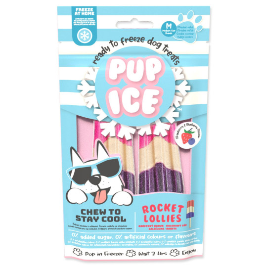 Pochúťka Pup Ice chladiaca s jahodou a čučoriedkou 2ks 90g