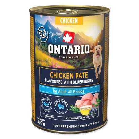 Konzerva Ontario Adult kuracie paté s príchuťou čučoriedok 400g