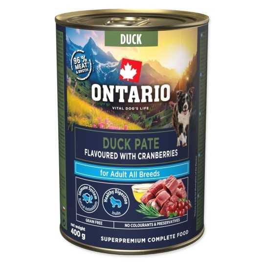 Konzerva Ontario Adult kačacie paté s príchuťou brusiniek 400g