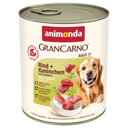 Konzerva Animonda Gran Carno Adult hovädzie a králik s bylinkami 800g