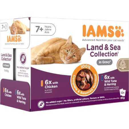 Kapsička IAMS Delights Senior rybacie a kuracie mäso v omáčke 1020g (12x85g)